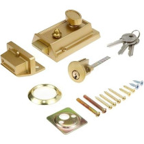 Abbas Ali Night Latch Deadbolt Rim Lock, Anti Theft Door Lock, Antique Style with Keys, Nightlatch Door Security Lock, Gold Finish