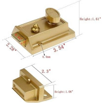 Abbas Ali Night Latch Deadbolt Rim Lock, Anti Theft Door Lock, Antique Style with Keys, Nightlatch Door Security Lock, Gold Finish