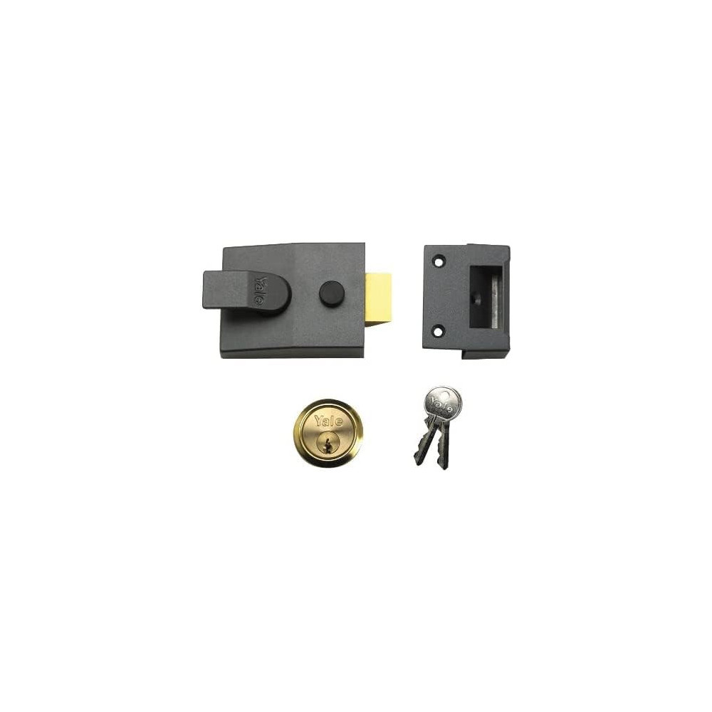 Abbas Ali Standard Nightlatch, Brass Cylinder, 60mm Backset, Boxed, White