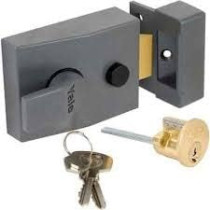 Abbas Ali Standard Nightlatch, Brass Cylinder, 60mm Backset, Boxed, White