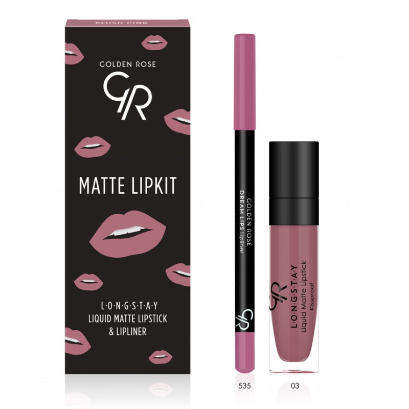 Golden Rose Long Stay Liquid Matte& Lipliner Lipkit Set Blush Pink Color