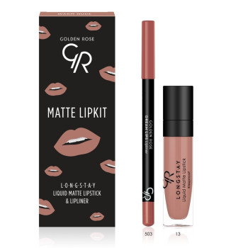 Golden Rose Long Stay Liquid Matte& Lipliner Lipkit Set Warm Nude Color