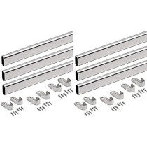 Abbas Ali 95 Cm Wardrobe Bar, Clothes Rod, Closet and Cupboard Organizer, Chromed Steel with Fittings, Easy Installation, Rail Coat Rack Wall or Clothes Rail, Pack of 6