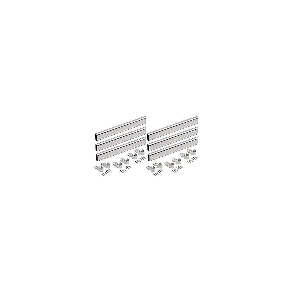 Abbas Ali 95 Cm Wardrobe Bar, Clothes Rod, Closet and Cupboard Organizer, Chromed Steel with Fittings, Easy Installation, Rail Coat Rack Wall or Clothes Rail, Pack of 6
