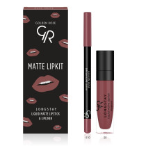 Golden Rose Long Stay Liquid Matte& Lipliner Lipkit Set Rose Taupe Color
