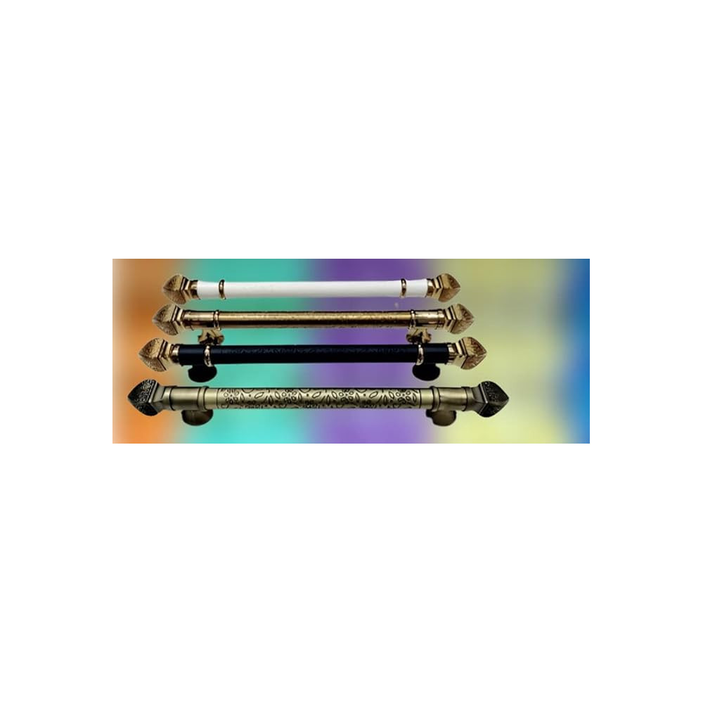 Abbas Ali Modern And Stylish Wooden And Glass Door Handles, Sets Of 2 Pieces, Model: Flotar Carvin, 400mm, Gold