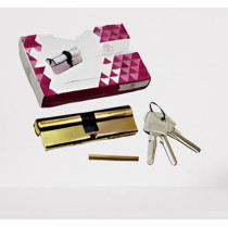 Abbas Ali Security Double Cylinder Door Barrel, European Door Lock with Keys, Brass Finish, Anti Shock, Anti Drilling, Anti Pique Door Lock, 80mm, Silver