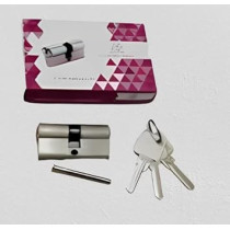 Abbas Ali Security Double Cylinder Door Barrel, European Door Lock with Keys, Brass Finish, Anti Shock, Anti Drilling, Anti Pique Door Lock, 80mm, Silver