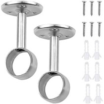 Abbas Ali 2 Pack Stainless Steel Closet Pole Sockets, Heavy Duty Closet Rod End Supports, Flange Rod Holder with Screws, For Ceiling Wardrobe Bracket, Shower Curtain Rod Flange Socket Kit, 1 Inch