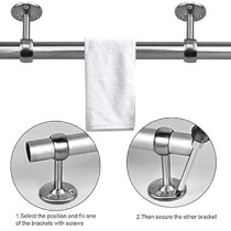 Abbas Ali 2 Pack Stainless Steel Closet Pole Sockets, Heavy Duty Closet Rod End Supports, Flange Rod Holder with Screws, For Ceiling Wardrobe Bracket, Shower Curtain Rod Flange Socket Kit, 1 Inch