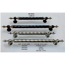 Abbas Ali Modern And Stylish Wooden And Glass Door Handles, Sets Of 2 Pieces, Model: GULLE, 300mm, Black