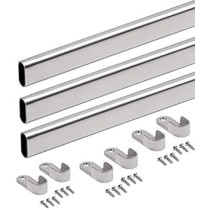 Abbas Ali 95 Cm Wardrobe Bar, Clothes Rod, Closet and Cupboard Organizer, Chromed Steel with Fittings, Easy Installation, Rail Coat Rack Wall or Clothes Rail, Pack of 9