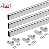 Abbas Ali 95 Cm Wardrobe Bar, Clothes Rod, Closet and Cupboard Organizer, Chromed Steel with Fittings, Easy Installation, Rail Coat Rack Wall or Clothes Rail, Pack of 9