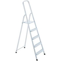 5 Steps Steel Ladder - White