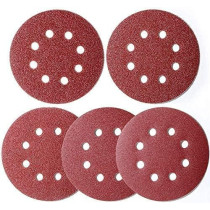 Abbasali 100Pcs 125Mm Sanding Discs, (Hook And Loop 20 X 40/60/80/120/180 Mixed Grit), 8 Hole 5 Inch Round Sanding Discs Pads For Random Orbital Sander