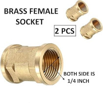 Abbasali 2Pcs Set Brass Multi Purpose Hose Fittings With Bsp Thread For Plumbing, Gas, Hot Water Pipe Connector ((Female Socket, 1/4 Inch))
