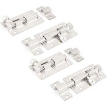 Abbasali 3" Long Stainless Steel Door Padlock Sliding Latch Hasp Docking Connecting Bolt 4Pcs