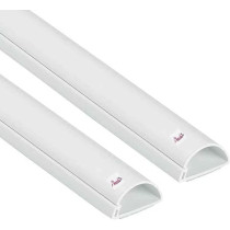 Abbasali 1 Meter White Floor Pvc Trunking With Self Adhesive Red Sticker Wall Cord Cover Cable Concealer On-Wall Wire Cover Paintable Cable Management - Pack Of 2 (14X48Mm, White)