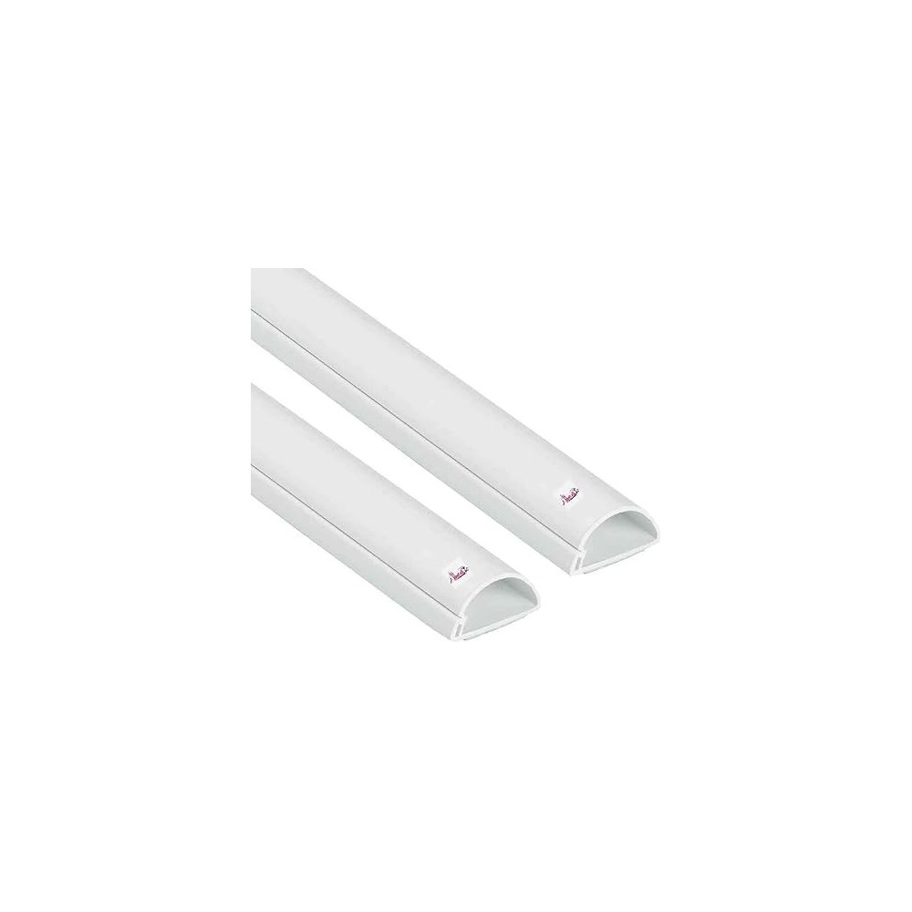 Abbasali 1 Meter White Floor Pvc Trunking With Self Adhesive Red Sticker Wall Cord Cover Cable Concealer On-Wall Wire Cover Paintable Cable Management - Pack Of 2 (14X48Mm, White)