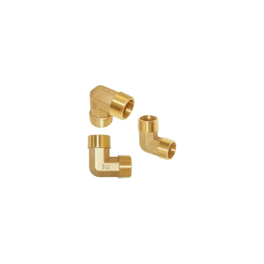 Abbasali 2Pcs Set Brass Multi Purpose Hose Fittings With Bsp Thread For Plumbing, Gas, Hot Water Pipe Connector ((Male Elbow, 1 Inch))