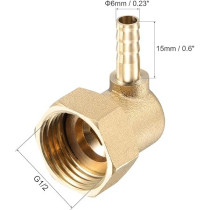 Abbasali Brass Hose Barb Fitting Elbow G1/2 Female Swivel Nut Pipe Connector For Water Fuel Air, 6 mm