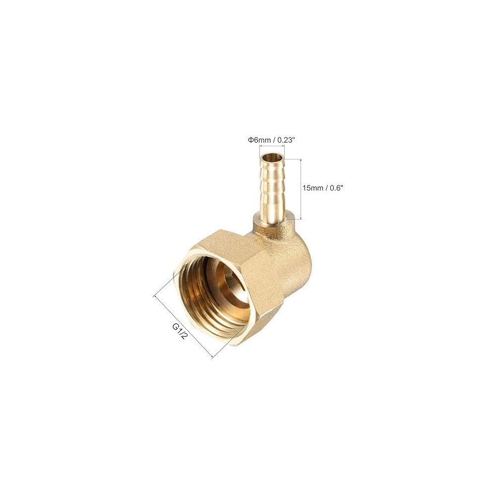Abbasali Brass Hose Barb Fitting Elbow G1/2 Female Swivel Nut Pipe Connector For Water Fuel Air, 6 mm