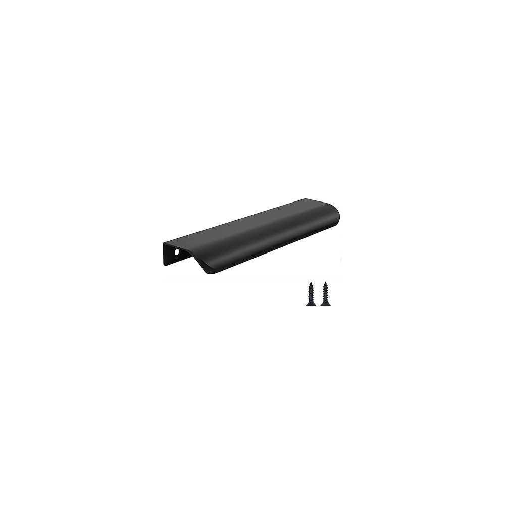 Abbasali 2 Pcs Finger Pulls Back Mount Tab Pull Hidden Pull Handle For Home Kitchen Living Room Door Drawer Cabinet (Black, 96Mm)