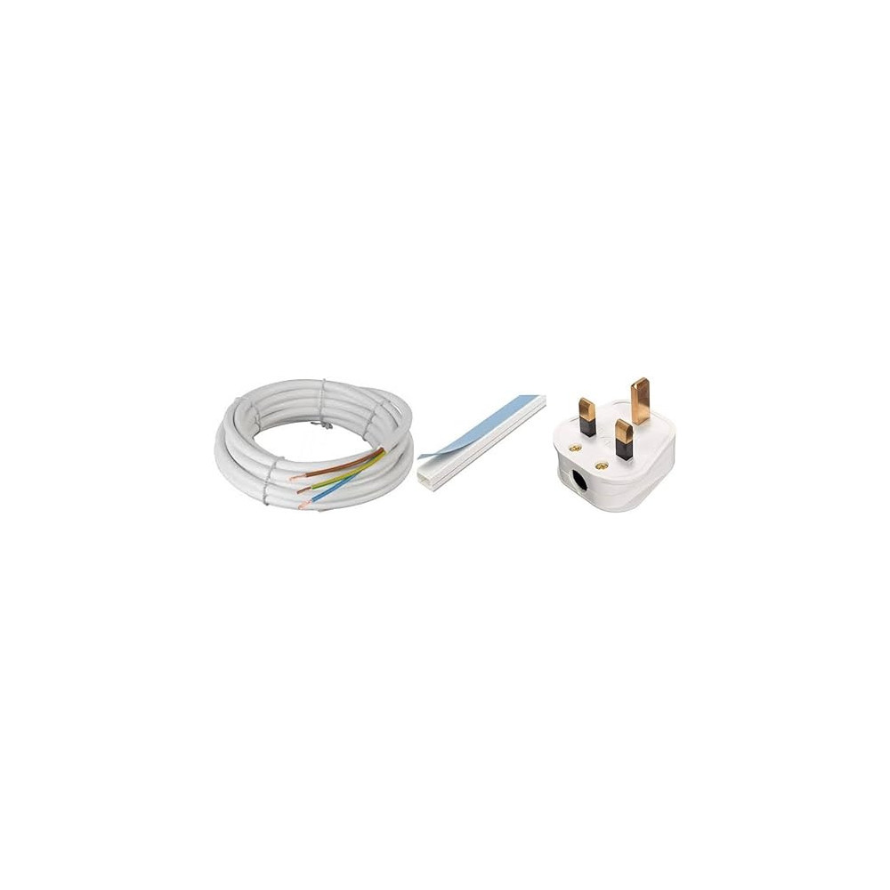 Abbasali Electrical Pvc Flexible Wire Power Cord 3 Core Extension Wire Copper Wire Flexible Cable With 16X16 Pvc Trunking As Cable Length &1 Pc 13 Amp Top Plug (1.5 Mm X 5 Meter)