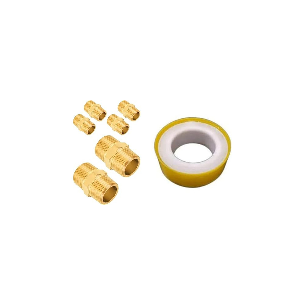 Abbasali Male Solid Brass Hex Nipples, Heavy Brass Pipe Adapter