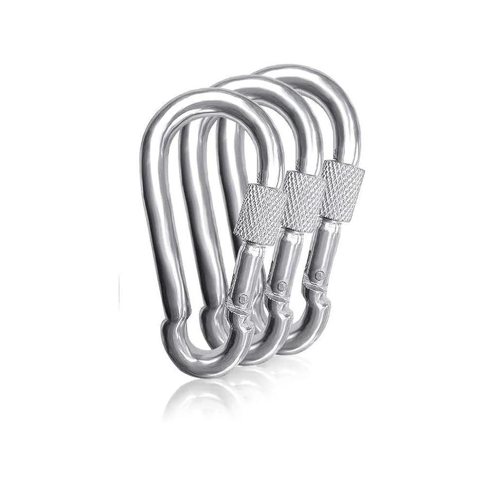 Abbasali 12Mm Thick Heavy Duty Spring Snap Hook Carabiner Screw Lock Keyring 3 Pcs Pack