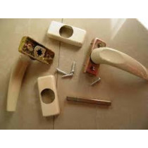 Abbasali 2 Hole Aluminium Door Handle With Lock Body & Knob Cylinder With 3Key, 30Mm, White