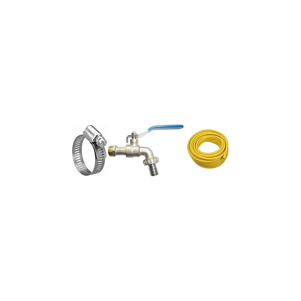 Abbasali Bibcock With 10 Meter Hose And 2 Hose Clip For Washing Machine