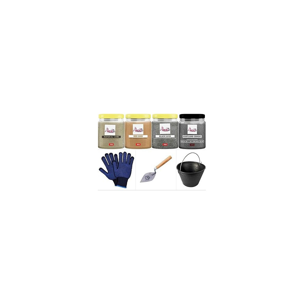 Abbasali Multi Purpose Natural Sand For Construction Flooring Aquarium Plants And Diy 1Kg With Gloves, Karandi Small and Bucket (Portable Cement)