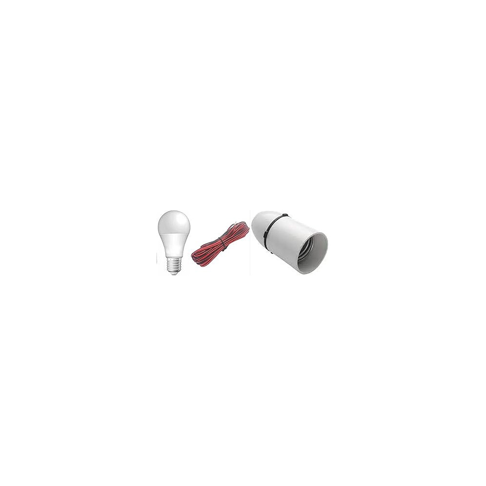 Abbasali E27 Led Bulb 9W With Hanging Holder and B/R Cable (20 Mtr)