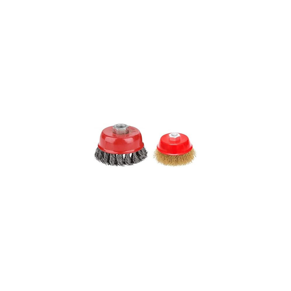Abbasali Cup Wire Brush Drill Attachment Electric Drill Wire Brushes Used For Removal Of Rust, Corrosion And Paint (Soft (Golden Plain), M14X 4Inch)