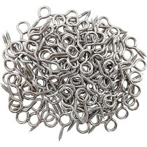 Abbasali Eye Hook Screws, 50Pcs Metal Plated Screw Eyes Self-Tapping Eyelet Hooks For Arts Crafts Project Diy Jewelry Making, Silver
