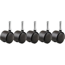 Abbasali Furniture Casters 2 Inch Office Chair Caster, Twin Wheel, 7/16 Inch Stem Diameter, 75-Lb Load Capacity, 5 Pack, Black
