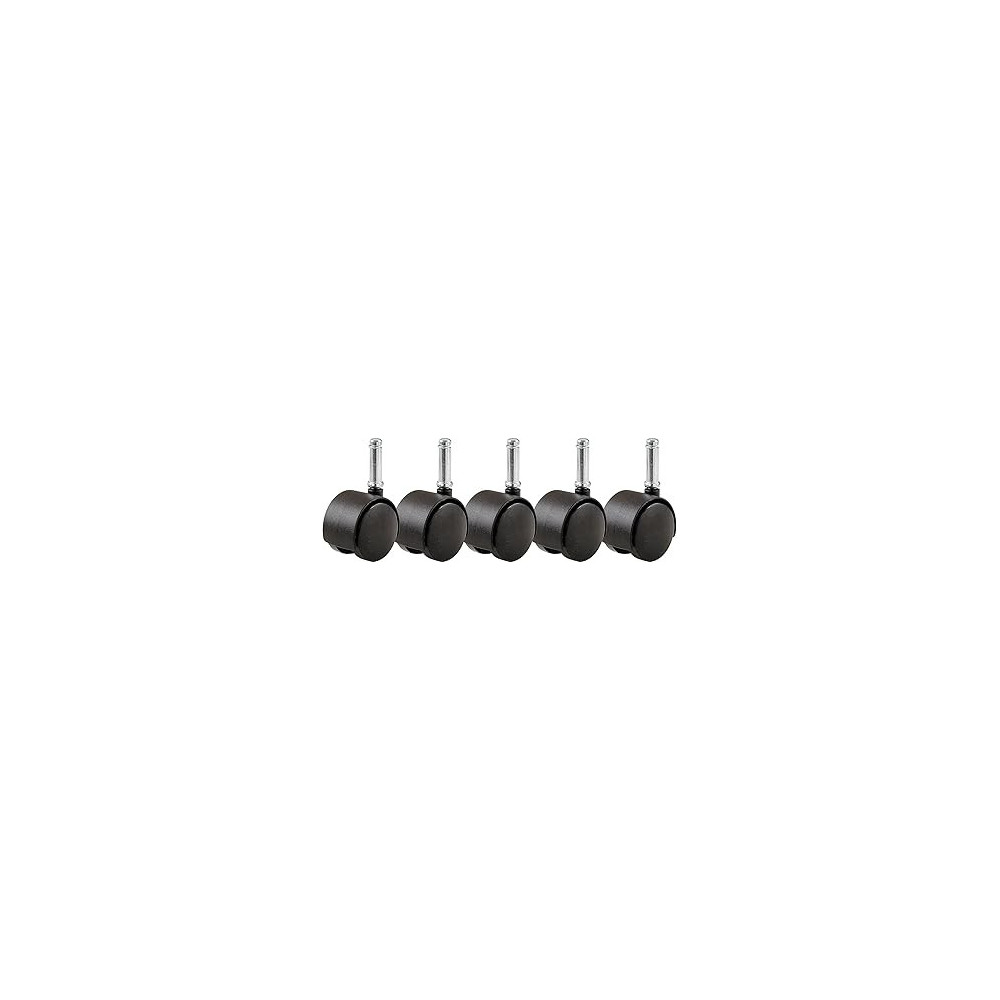 Abbasali Furniture Casters 2 Inch Office Chair Caster, Twin Wheel, 7/16 Inch Stem Diameter, 75-Lb Load Capacity, 5 Pack, Black