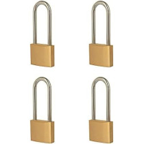 Abbasali 4 Pack Brass Lock，Long Shackle Padlock Keyed Alike