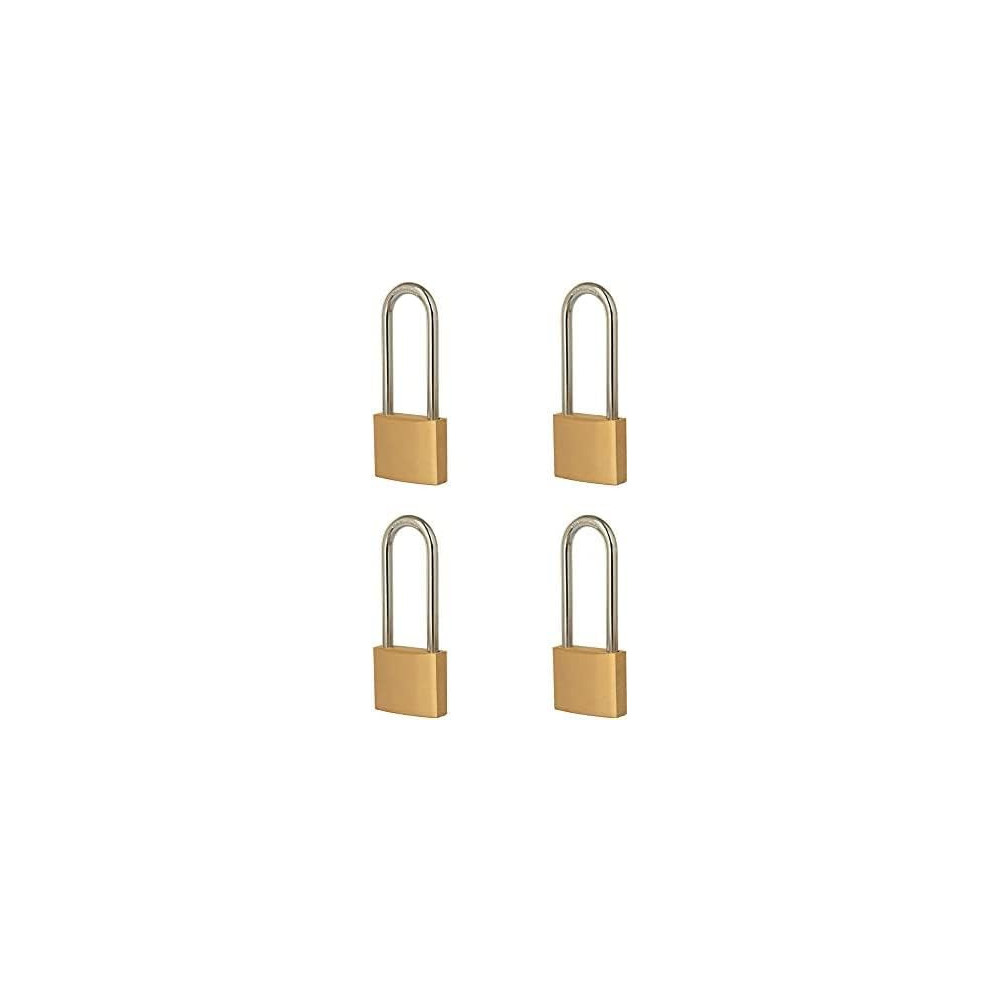 Abbasali 4 Pack Brass Lock,Long Shackle Padlock Keyed Alike