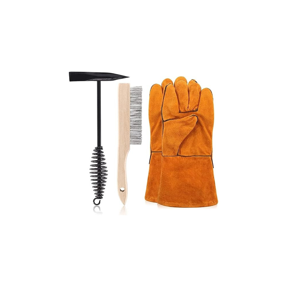 Abbasali 3Pcs Set Scratch Wire Brush With Welding Gloves, 10 Inch