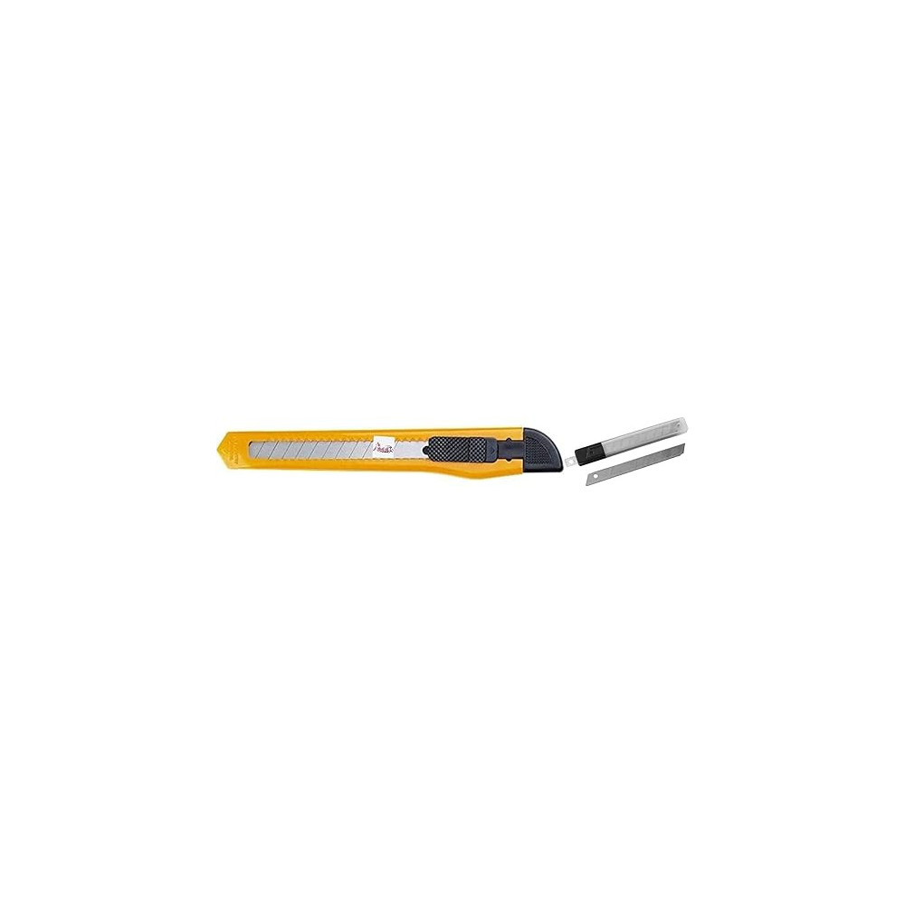 Abbasali Pvc Body Knife Cutter 9Mm With 10 Spare Blades To Cut Cartoon,Paper,Leather,Carpet Etc
