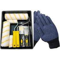 Abbasali Paint Roller Set 7Pc- Paint Rollers For Walls And Ceilings, Paint Pads, Paint Tray, Brush, Scraper, Mini Rollers For Painting, Paint Sleeves, Paint Supplies & Glove.Roller Sets For Painting
