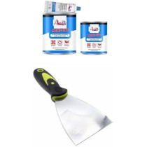 Abbasali Marble And Granite Glue Adhesive Kit- With Hardener, Easily Fix Chips, Fill Cracks And Repair Countertops And Tile, Beige With 3" Scrapper (1 Kilo)