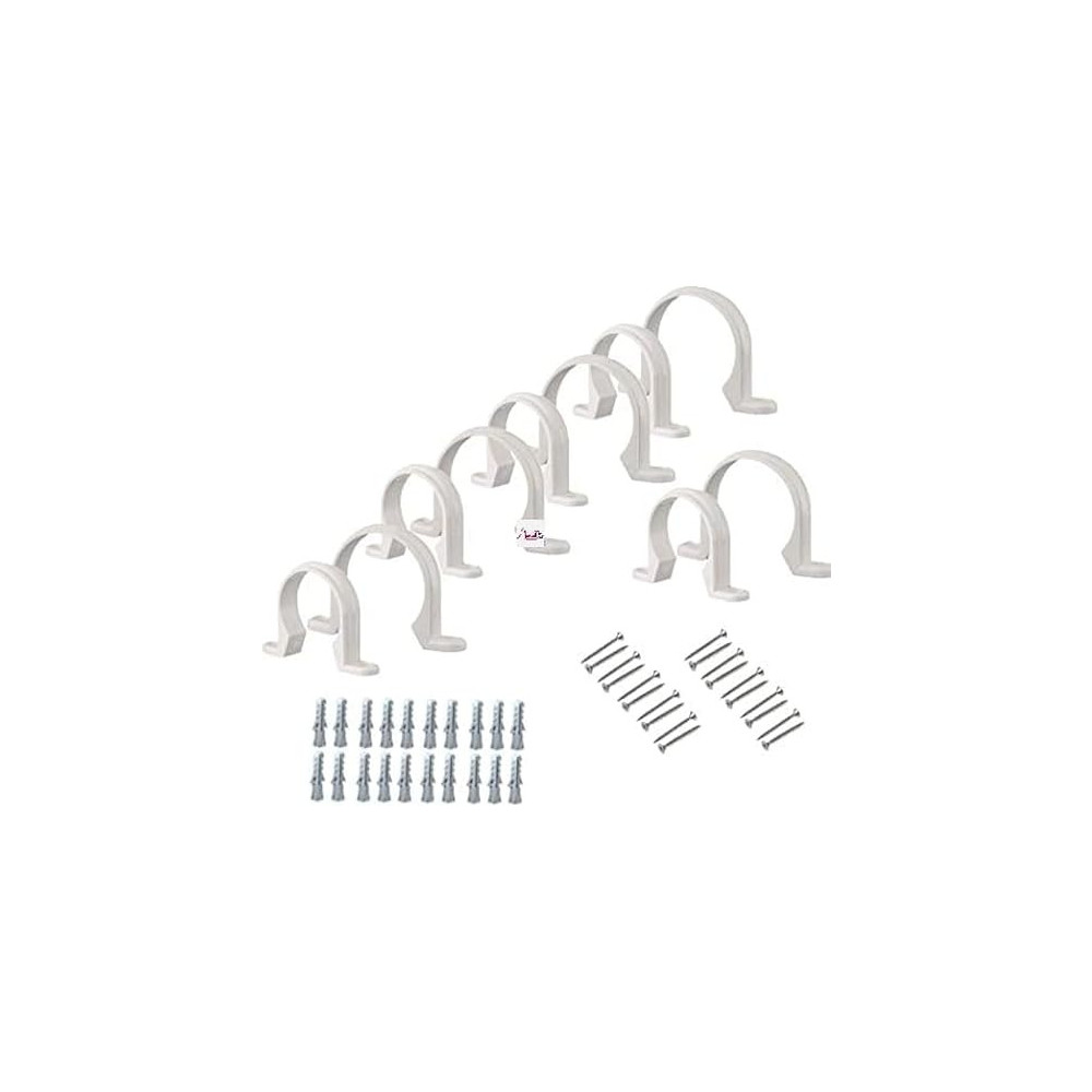 Abbasali Pvc White U Clamps Fastener Hanger Pipe Clamps Clip With Screw And Nylone Plug, For Conduit Pipe Fixing Bracket And Support Water Pipe And Gas Pipe – 10 Pcs (2 1/2 Inch)