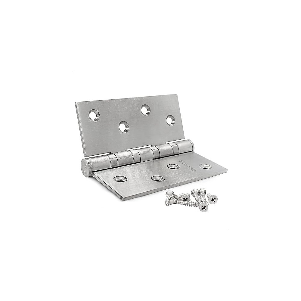 Abbasali Diamond Brushed Stainless Steel Door Hinges (4X3X3, Silver)