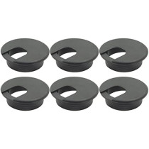 Abbasali 6Pcs Computer Desk Cable Hole Cover Plug Cap, 2" Black Desk Grommet Plastic Wire Organizer For Computer Desk Cable Hole Cover Plug Cap Hide Cords & Cables Through Office Desk