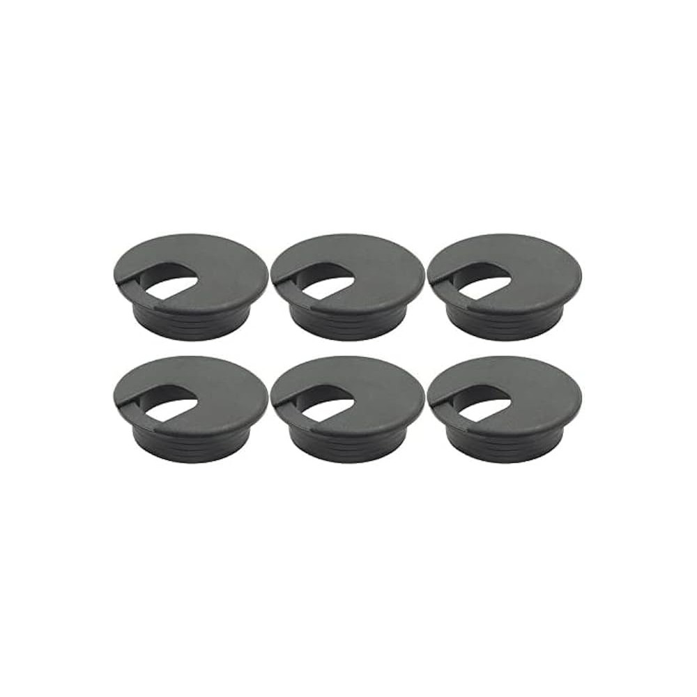 Abbasali 6Pcs Computer Desk Cable Hole Cover Plug Cap, 2" Black Desk Grommet Plastic Wire Organizer For Computer Desk Cable Hole Cover Plug Cap Hide Cords & Cables Through Office Desk