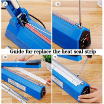 Abbasali Impulse Heat Sealer Manual Bags Sealing Machine for PE/PP Plastic, 300mm, Pack of 2 with Extra Replaceable Element Grip