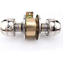 Abbasali Round Lock Combo Entry Lock Set, Door Knob and Single Cylinder Deadbolt, Silver